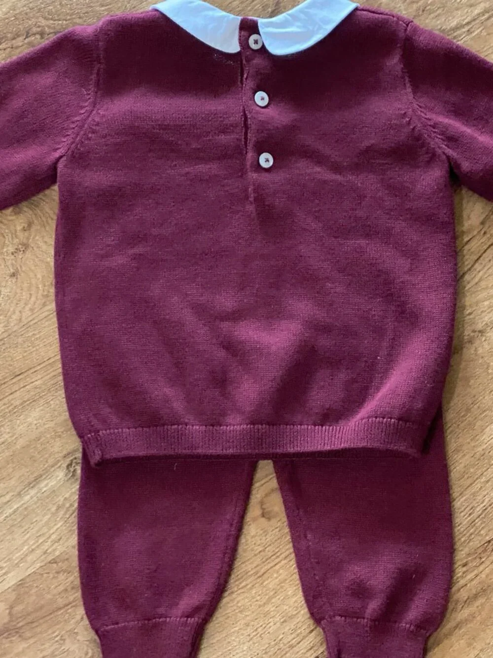 NWT $48 Burgandy EDGEHILL COLLECTIONS Collared Knit Sweater/Pants Outfit-9M